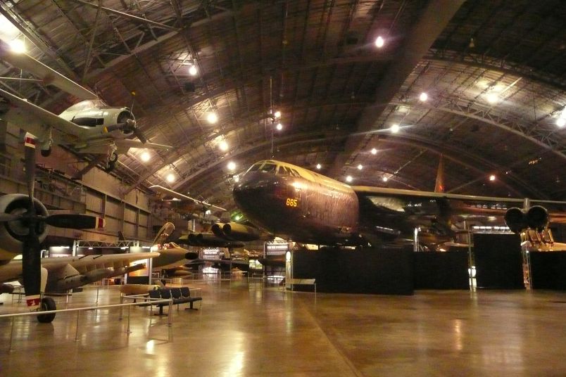 A B-52 bomber and many other aircraft at the National Museum of the USAF