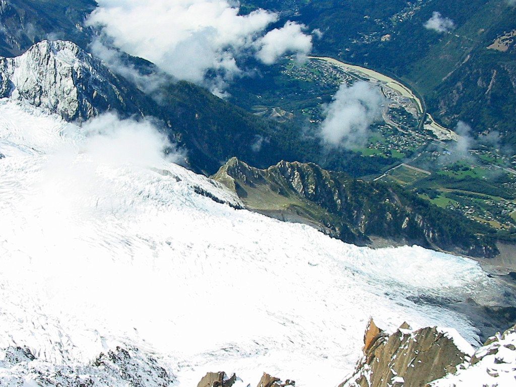 View Looking Down from Aiguille du Midi, near Chamonix France