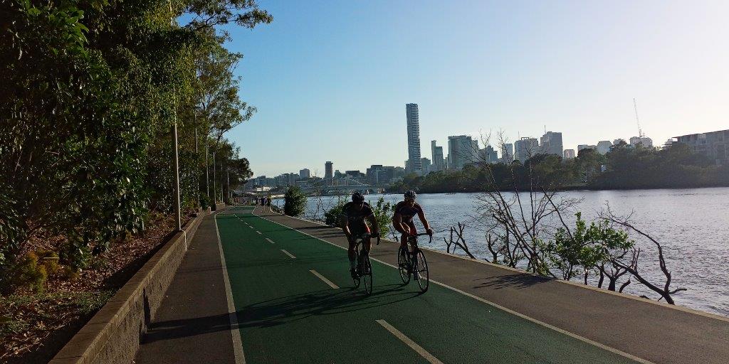 Pleasant Cycling along the Traffic Free Bicentennial Cycleway in Brisbane