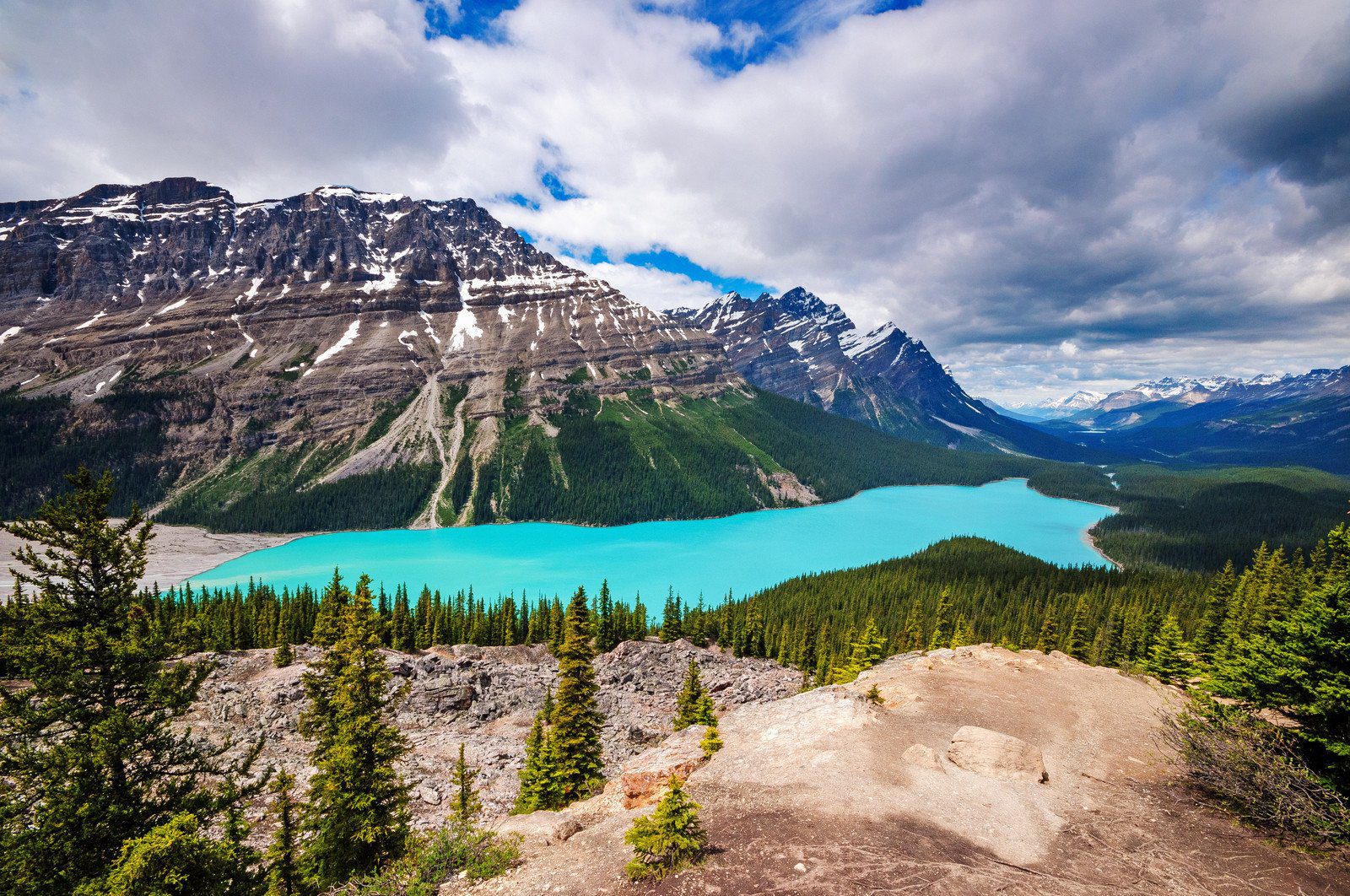 View over Lake Peyto along the Canadian Icefields Parkway
