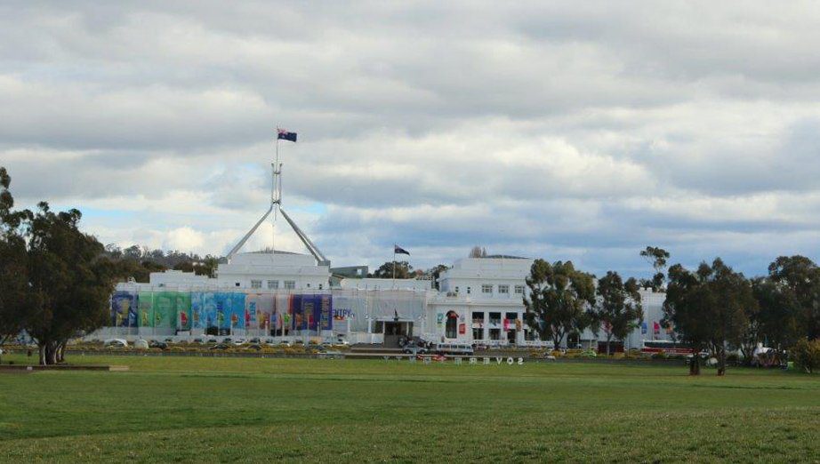 View of Old and new Parliment House in Canberra Australia