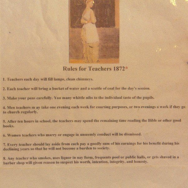 1872 Rules for teachers in Silverton School in Outback Australia