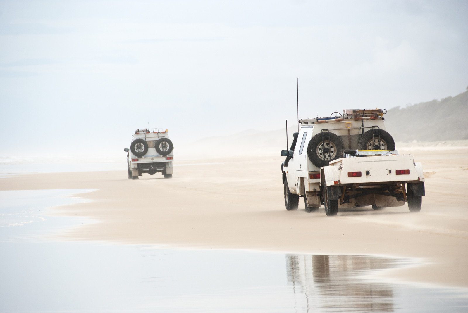 4WD Vehicles on the Beach at Fraser Island, Australia