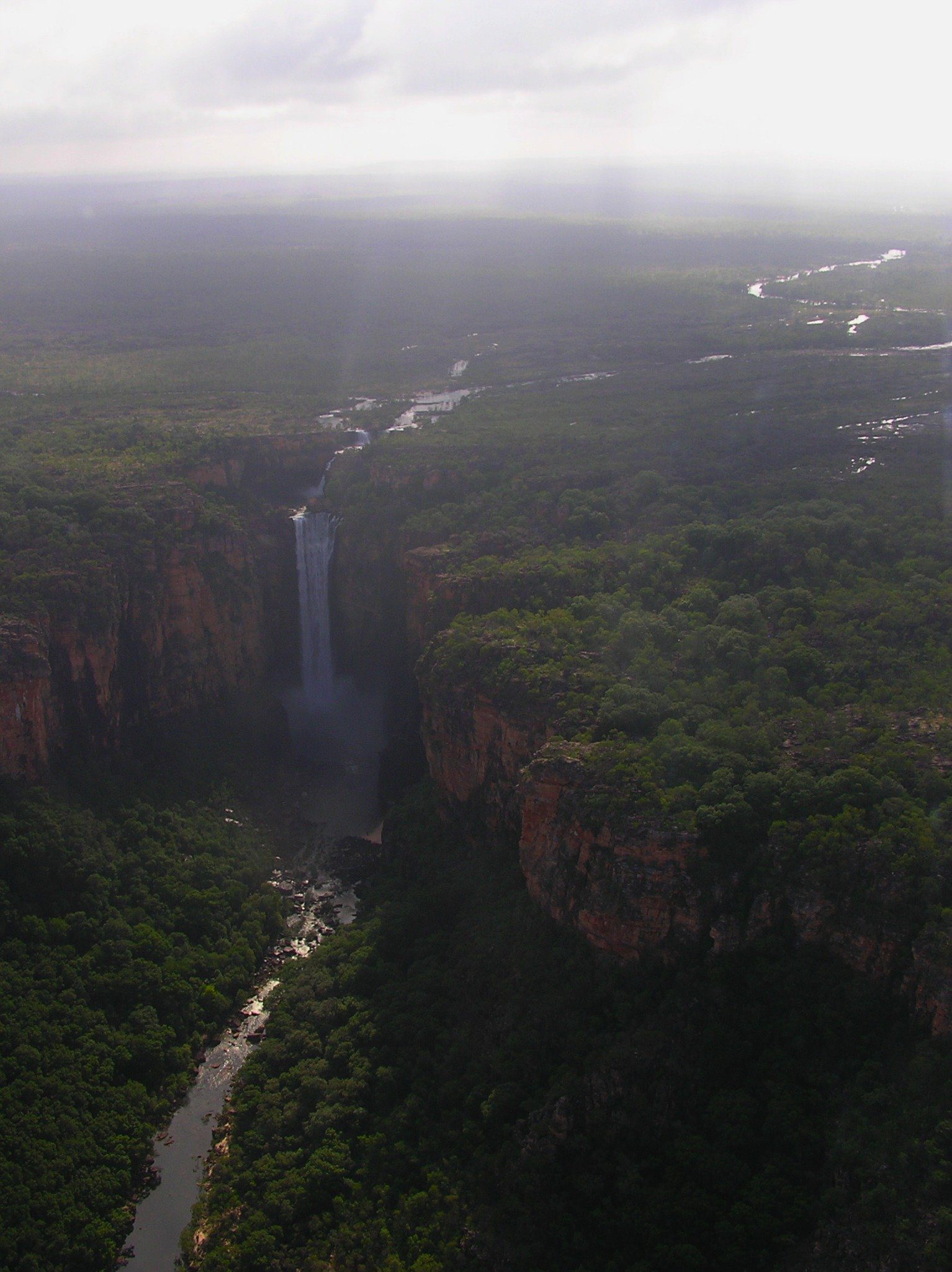 Monsoonal Jim Jim Falls from above in Kakadu National Park
