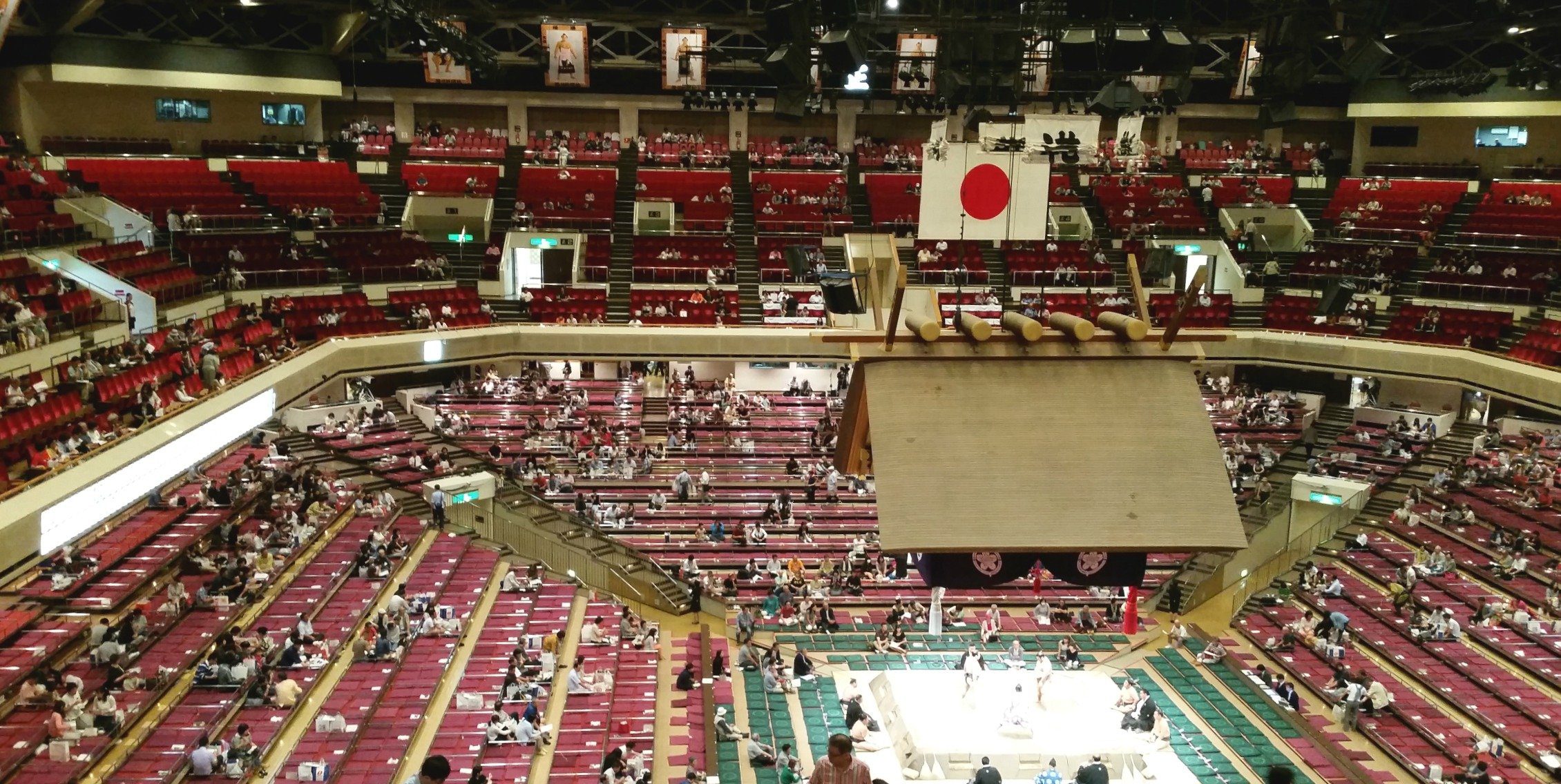 Inside the Ryogoku Kokugikan Sumo Wrestling Arena in Tokyo When We First Arrived - Mostly Empty!