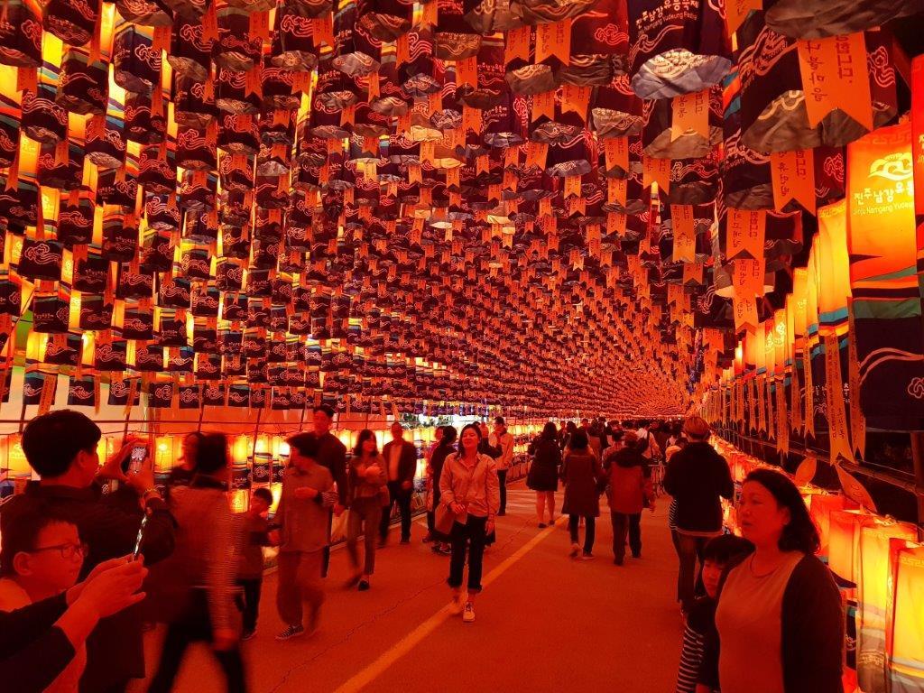 View of the Lantern Tunnel at the Jinju Lantern Festival in South Korea