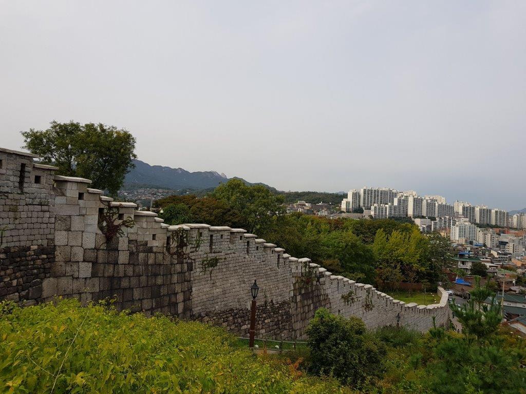 View of the walk along the Fortress Wall in Naksan Park, in Seoul, South Korea