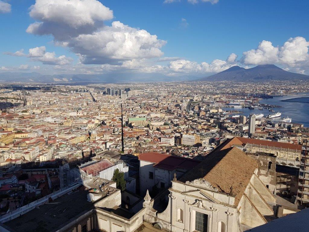 Views over Naples and Mt Vesuvius