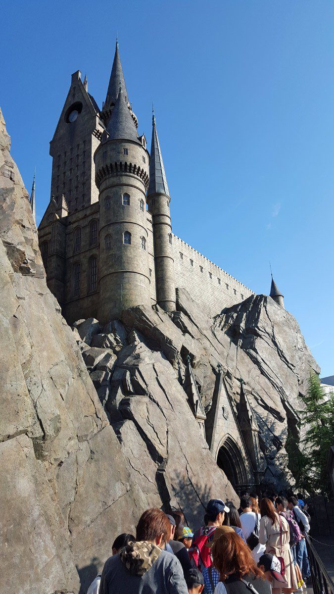 Looking up at Hogwarts Castle