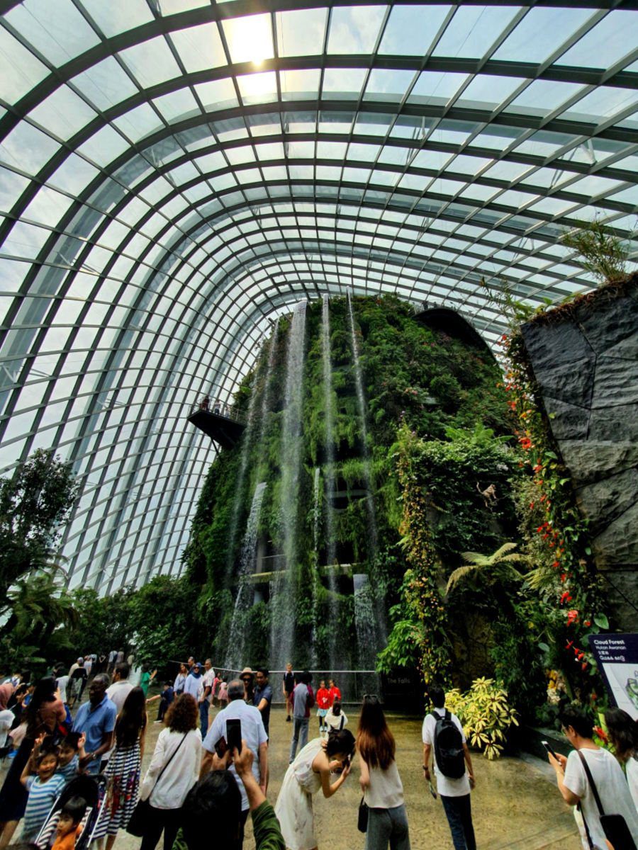 Inside the Air Conditioned Cloud Forest Dome at Gardens by the Bay in Singapore